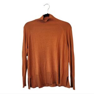 Zara Rust Orange Extra Fine Knit Mock Neck Sweater Size M